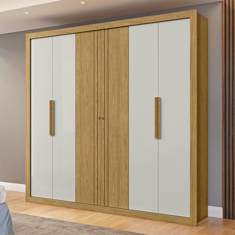 Guarda Roupa Casal 6PT MDF 231 cm RG129 Marrocos Off White MXM