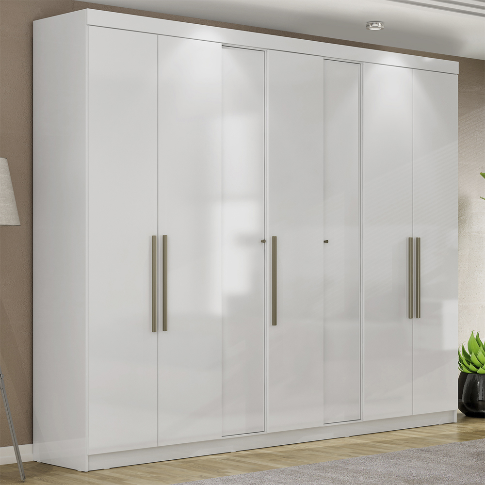 Guarda Roupa Casal 7 Portas 258 cm ATN RG040 Branco Neve MXM