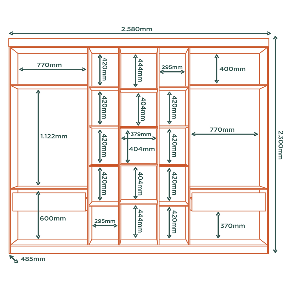 Guarda Roupa Casal 7 Portas 258 cm ATN RG040 Marrocos MXM
