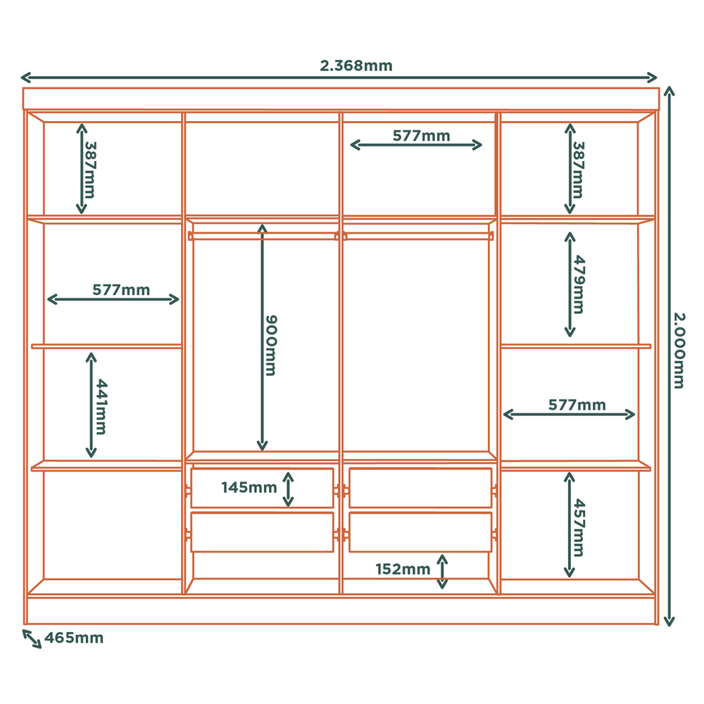 Guarda Roupa Casal 8 Portas 236 cm RG138 Marrocos Off White MXM