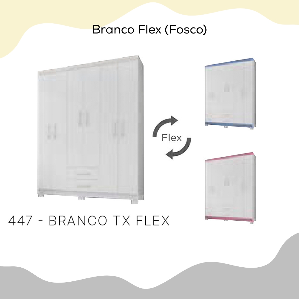Guarda Roupa Casal Espelho 6P 2G Moden 150 cm Branco Flex INCP