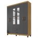 Guarda Roupa Casal Espelho 6P 2G Moden 150 cm Carvalho Am Grafite INCP