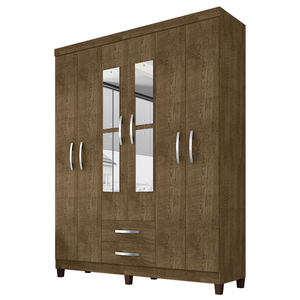 Guarda Roupa Casal Espelho 6P 2G Moden 150 cm Malbec INCP