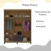 Guarda Roupa Casal Espelho 6P 2G Moden 150 cm Malbec INCP