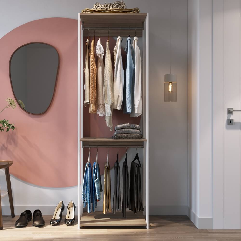 Guarda Roupa Closet 02 Cabideiros 183X60cm Branco Montana PRODDY