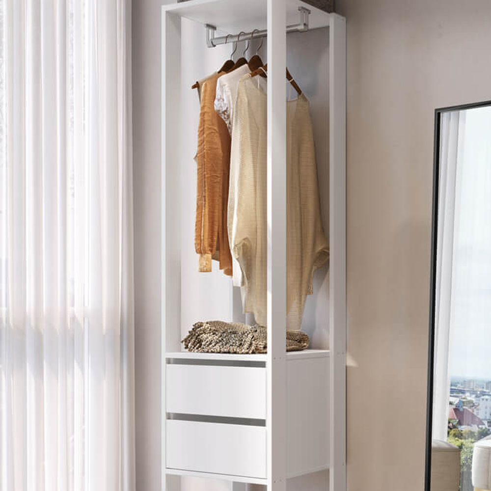 Guarda Roupa Closet 02 Gavetas 183X40cm Branco PRODDY