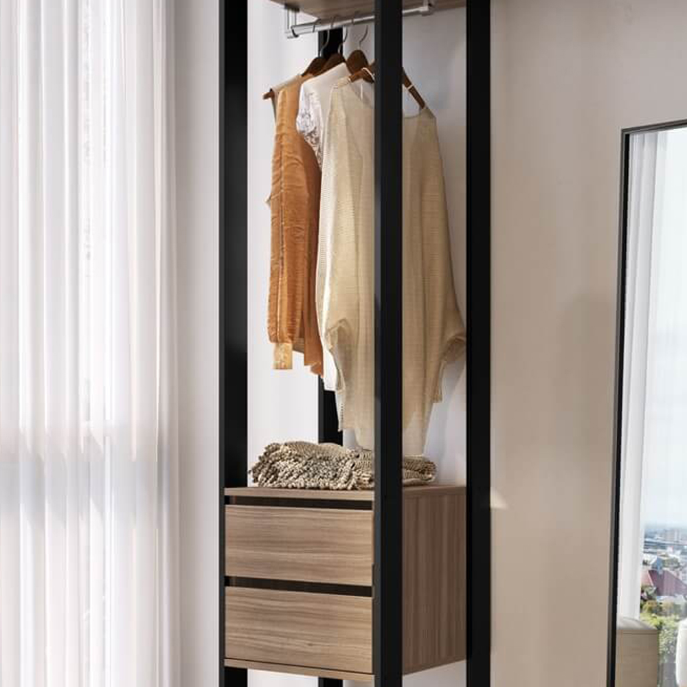 Guarda Roupa Closet 02 Gavetas 183X40cm Preto Montana PRODDY