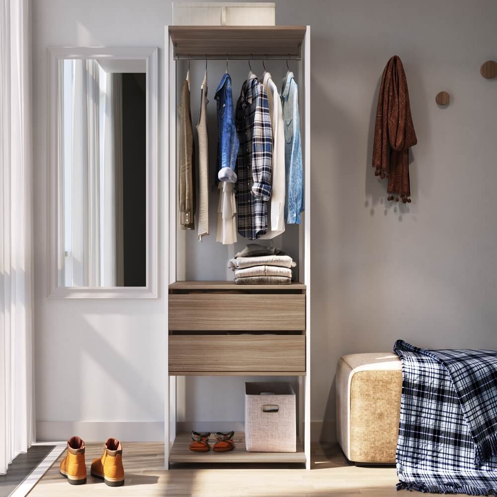Guarda Roupa Closet 02 Gavetas 183X60cm Branco Montana PRODDY