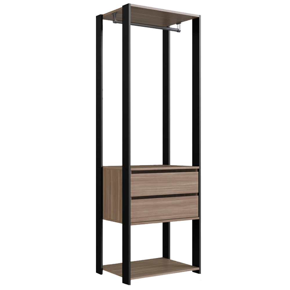 Guarda Roupa Closet 02 Gavetas 183X60cm Preto Montana PRODDY