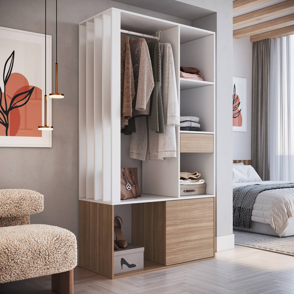 Guarda Roupa Closet 183X100cm Branco Montana PRODDY