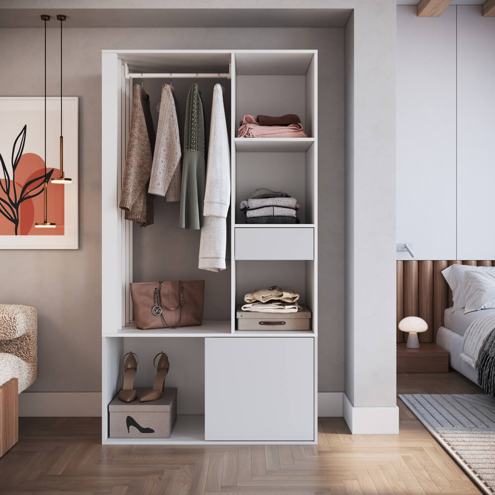 Guarda Roupa Closet 183X100cm Branco PRODDY