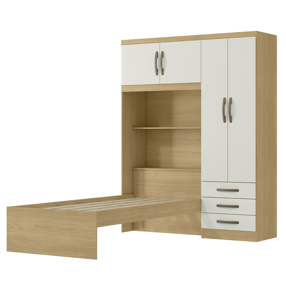 Guarda Roupa Com Cama 4P 3G LIS RG023 Castanho Off White MXM