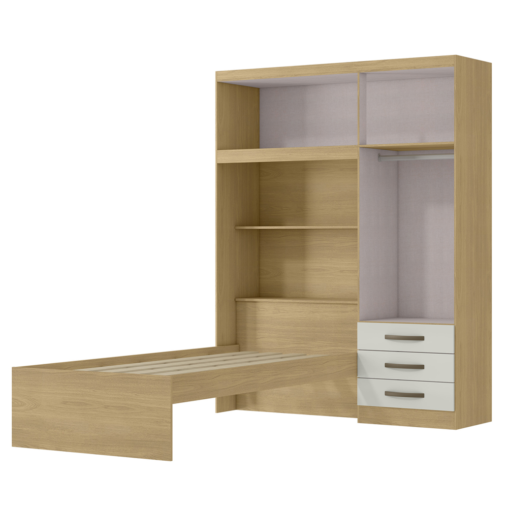Guarda Roupa Com Cama 4P 3G LIS RG023 Castanho Off White MXM
