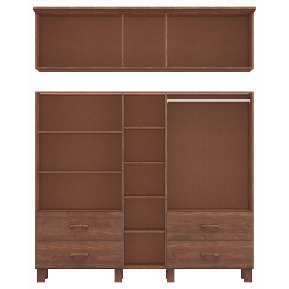 Guarda Roupa Madeira Maciça 10P 4G Espelho 195 cm 1145 Imbuia Milani Store