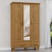 Guarda Roupa Madeira Maciça 3P 2G Espelho 119 cm 1141 Freijo Milani Store