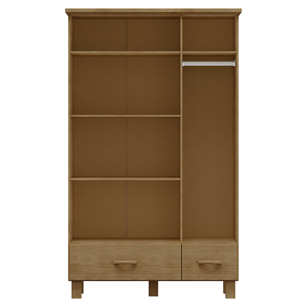 Guarda Roupa Madeira Maciça 3P 2G Espelho 119 cm 1141 Freijo Milani Store