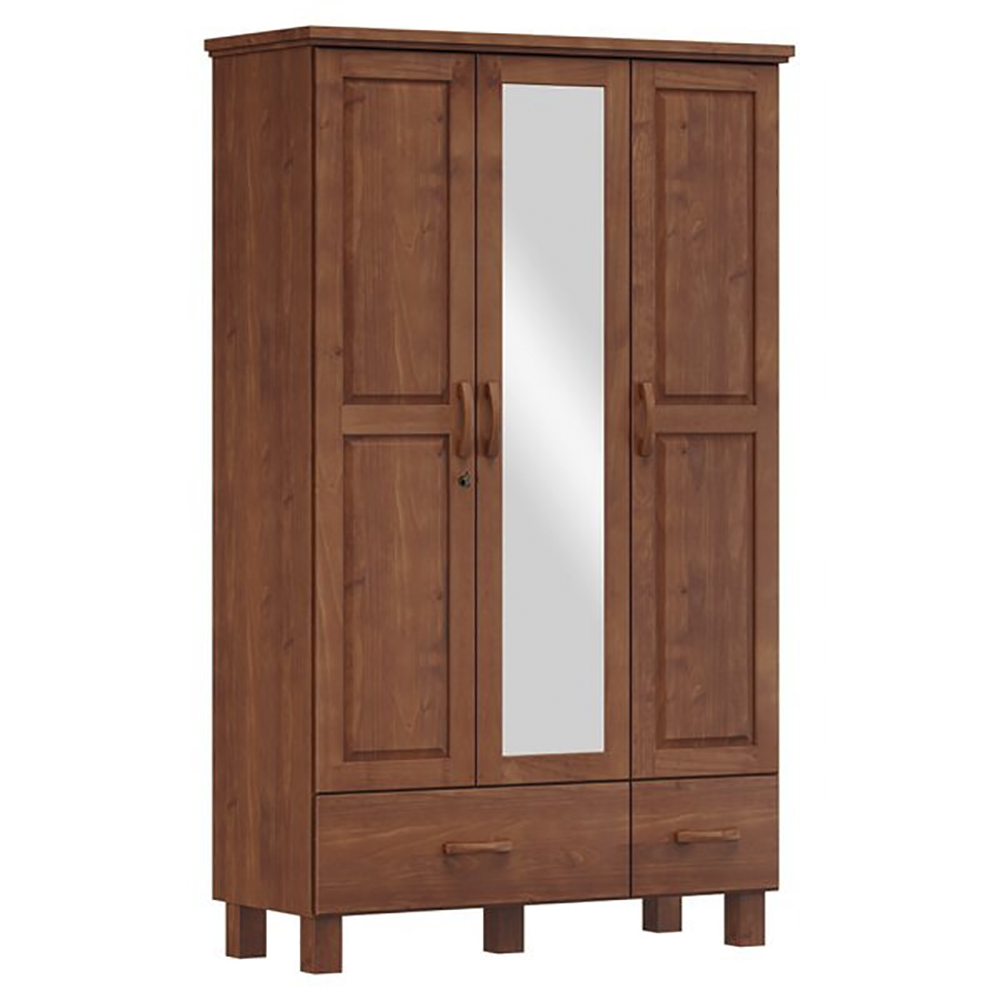 Guarda Roupa Madeira Maciça 3P 2G Espelho 119 cm 1141 Imbuia Milani Store