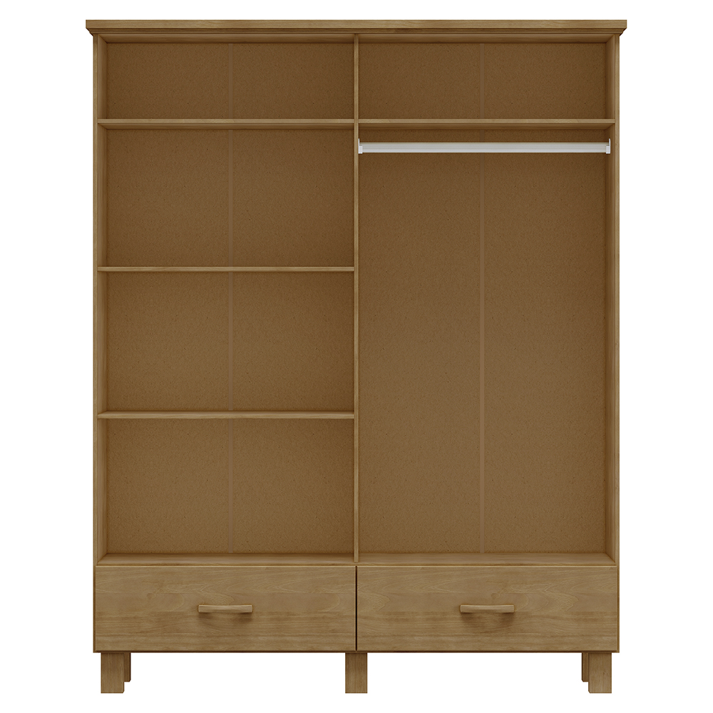 Guarda Roupa Madeira Maciça 4P 2G Espelho 157 cm 1142 Freijo Milani Store