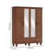 Guarda Roupa Madeira Maciça 4P 2G Espelho 157 cm 1142 Imbuia Milani Store