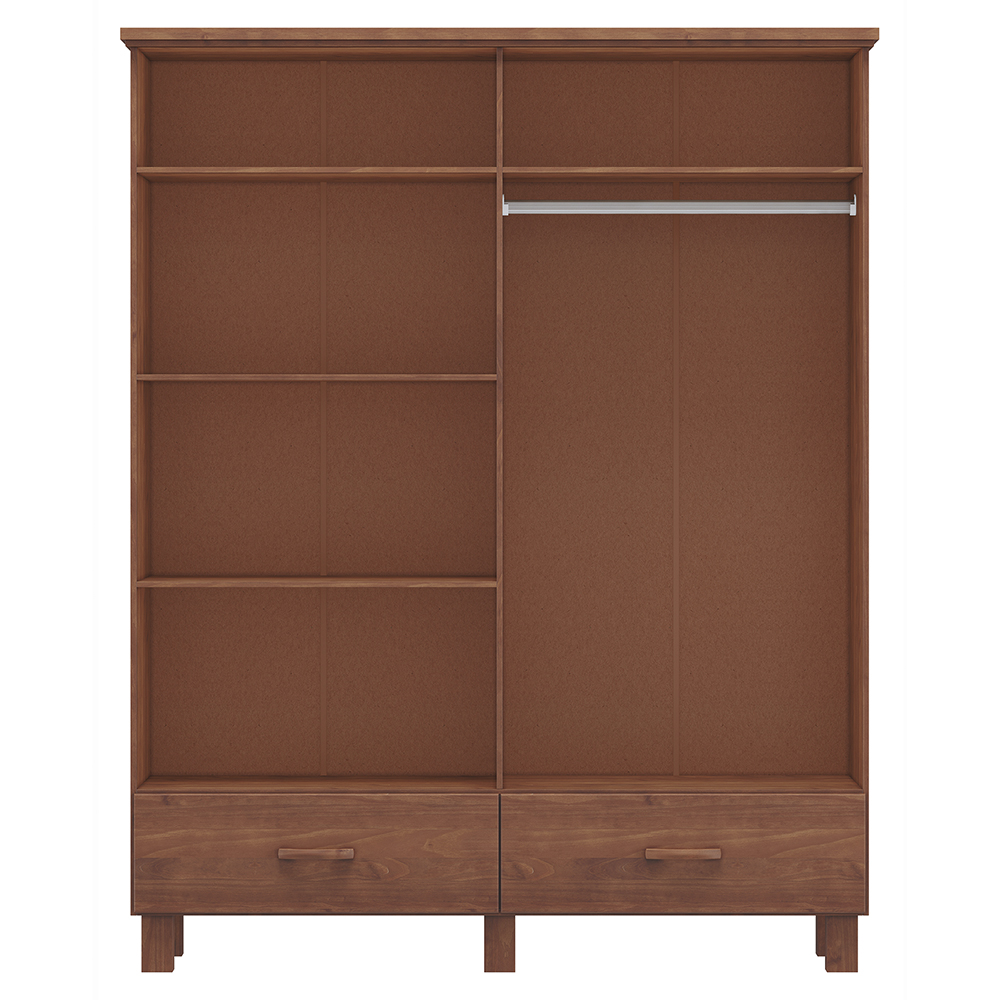 Guarda Roupa Madeira Maciça 4P 2G Espelho 157 cm 1142 Imbuia Milani Store