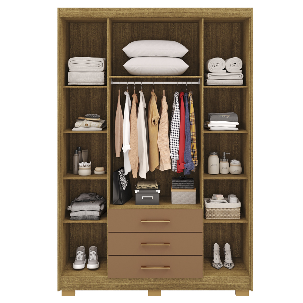 Guarda Roupa Solteiro 120 cm 4 Portas 10088 Nature Camarim VLR