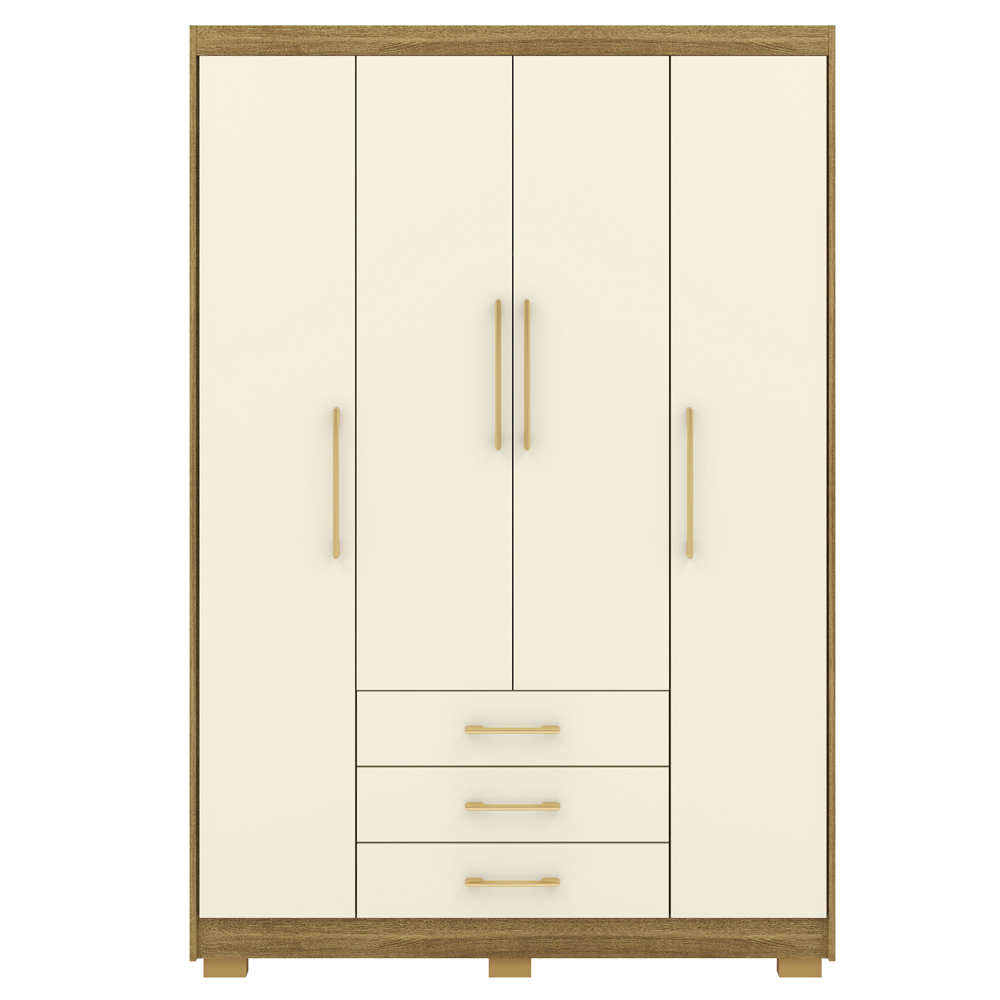 Guarda Roupa Solteiro 120 cm 4 Portas 10088 Nature Champanhe VLR