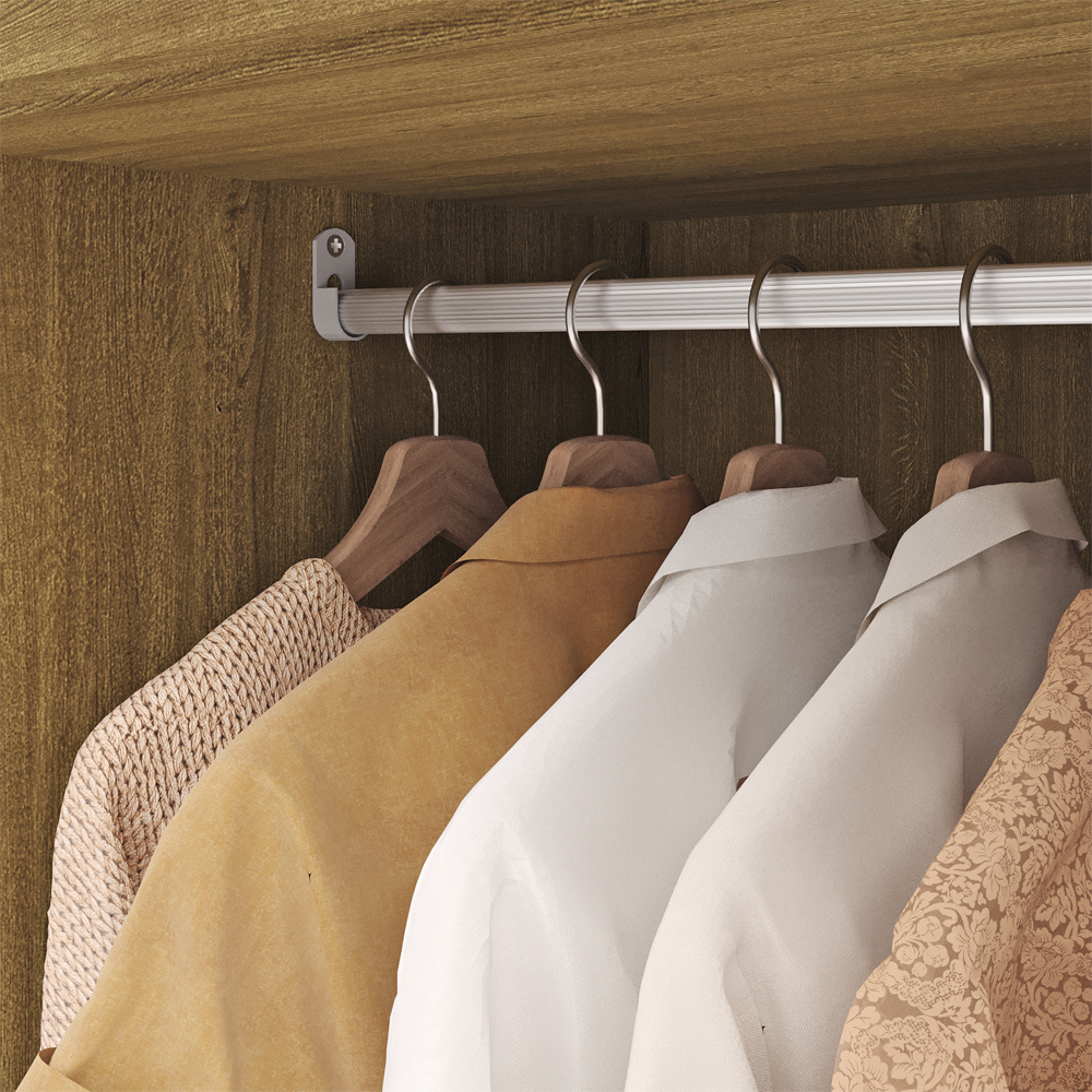 Guarda Roupa Solteiro 120 cm 4 Portas 10088 Nature Champanhe VLR