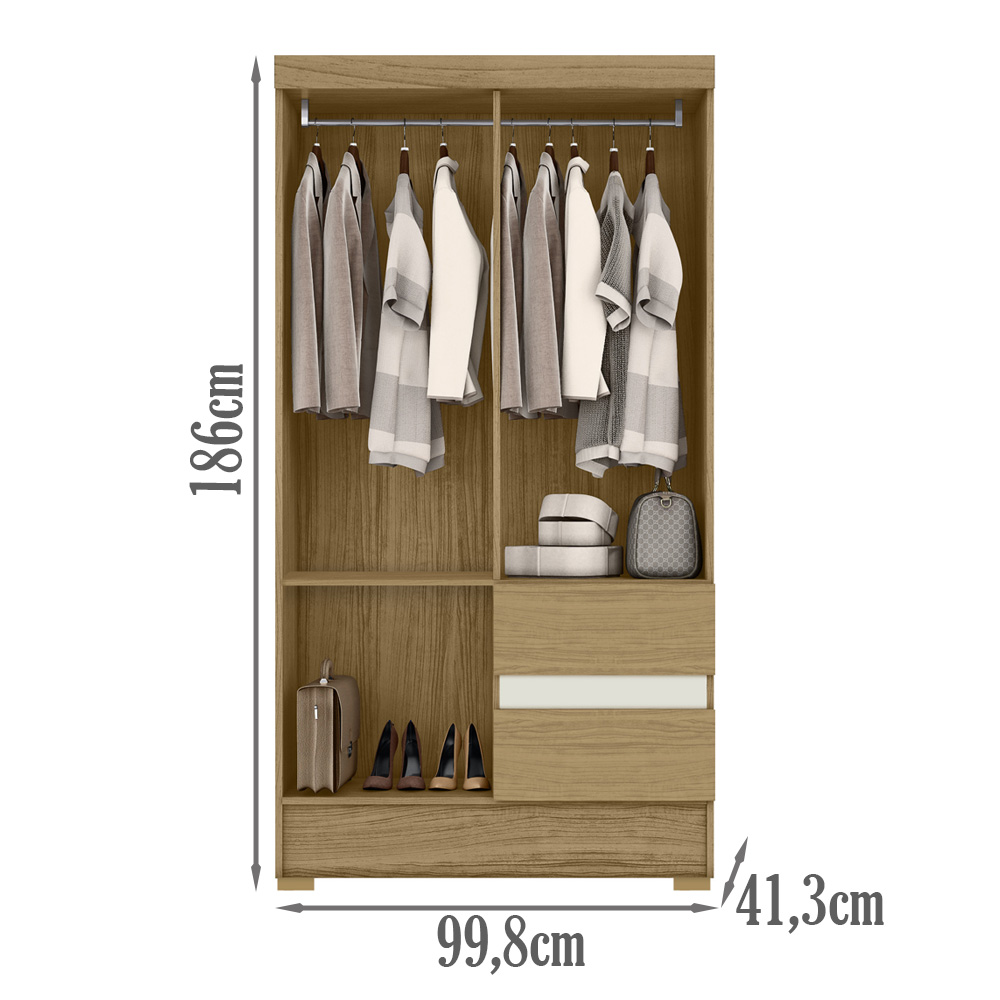 Guarda Roupa Solteiro 4 Portas 2005142 Atacama Off White ARMoveis