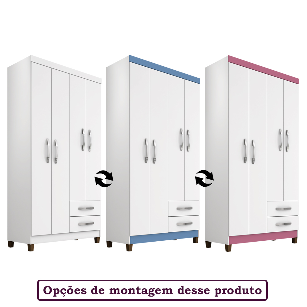 Guarda Roupa Solteiro 4 Portas 3565 Branco Flex INCC