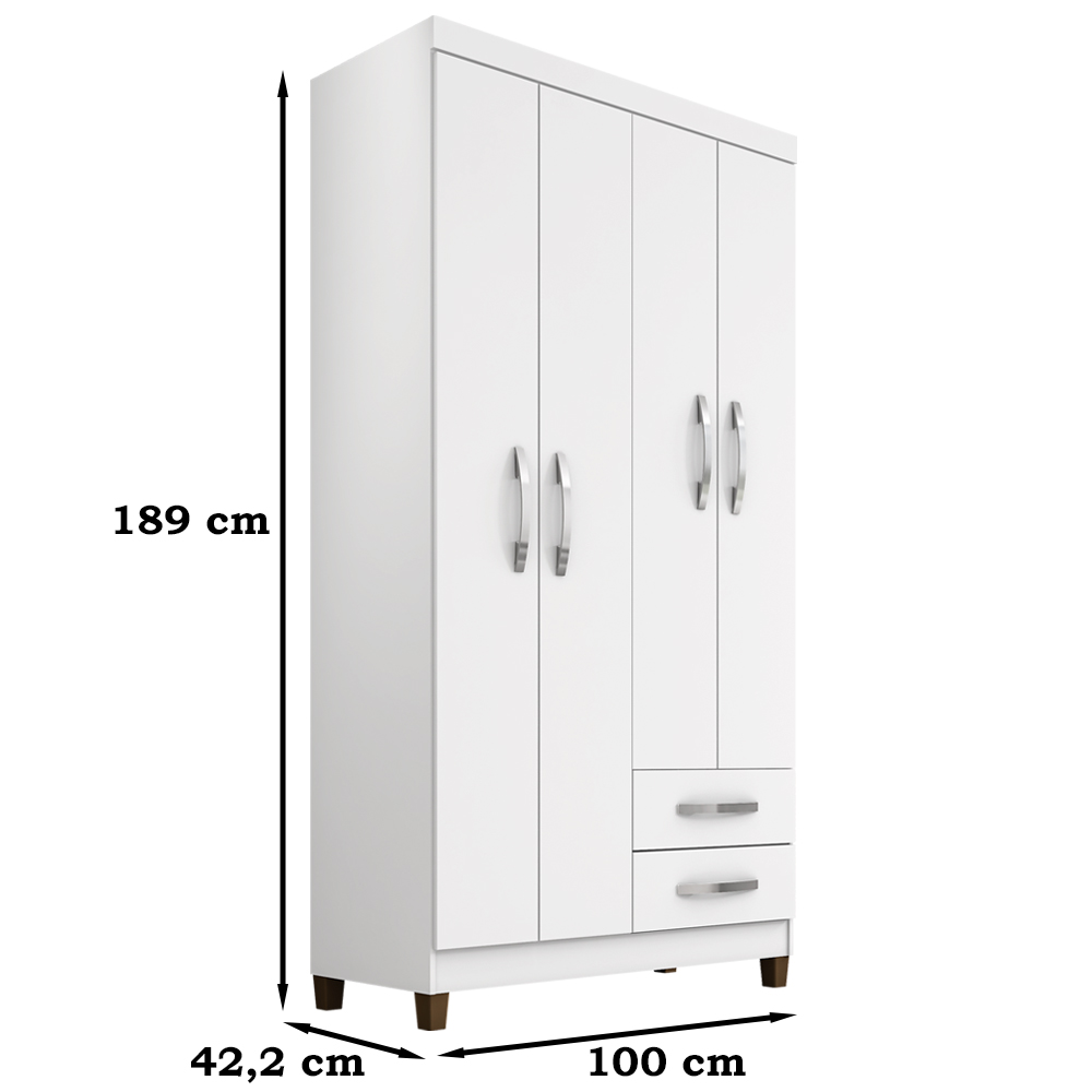 Guarda Roupa Solteiro 4 Portas 3565 Branco Flex INCC
