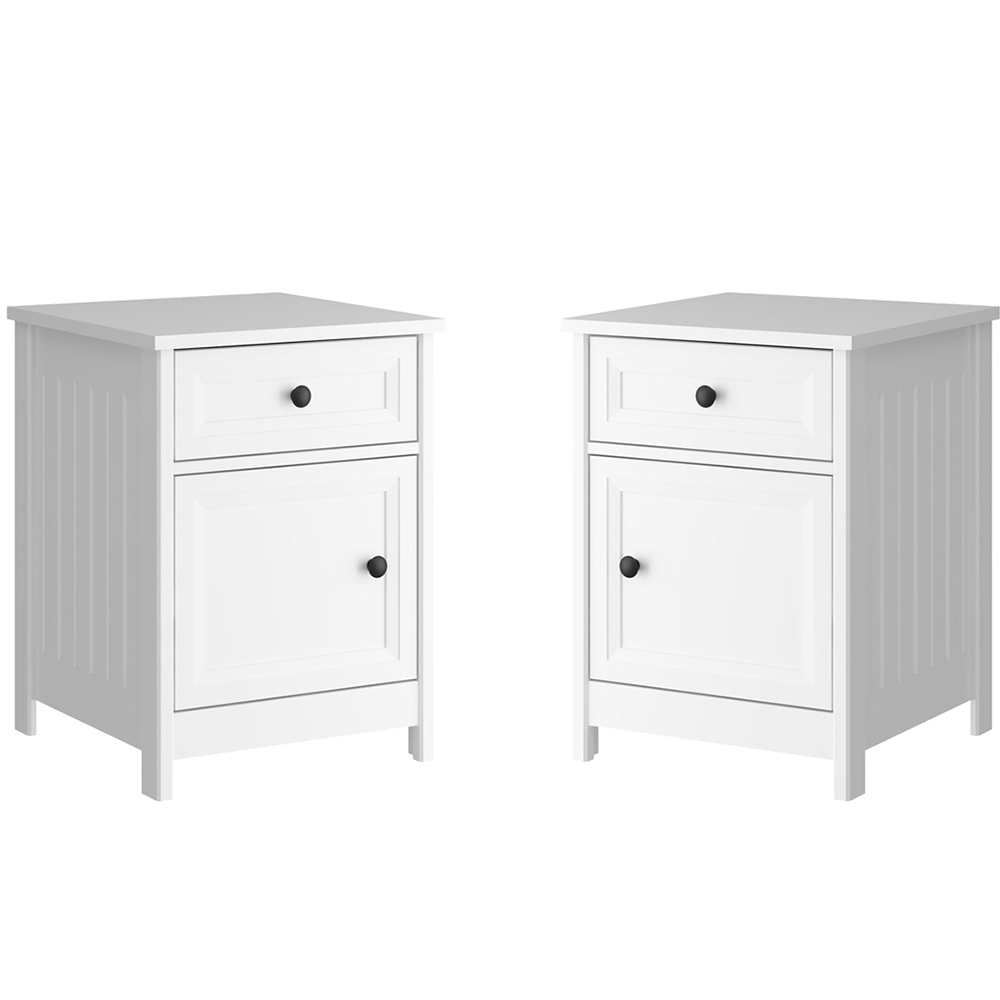 Kit 02 Mesas De Cabeceira 1 Porta e 1 Gaveta 45 cm DM112 Branco
