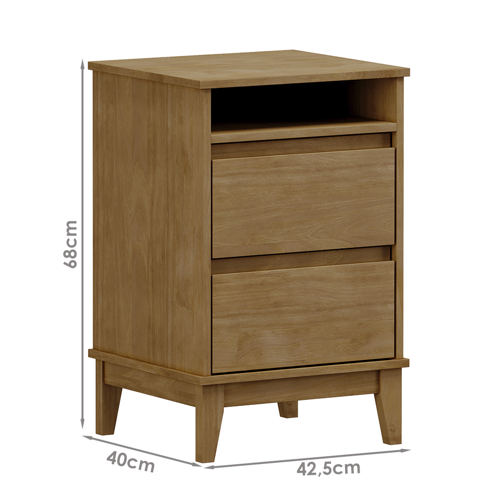 Kit 02 Mesas De Cabeceira 2 Gavetas 43 cm 2800 Freijo Milani Store