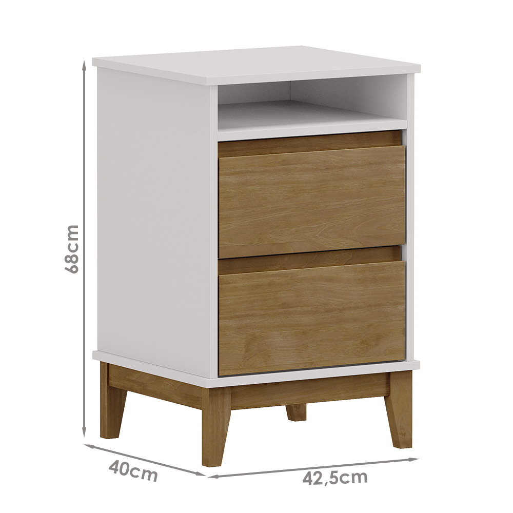 Kit 02 Mesas De Cabeceira 2 Gavetas 43 cm 2800 Off White Freijo Milani Store
