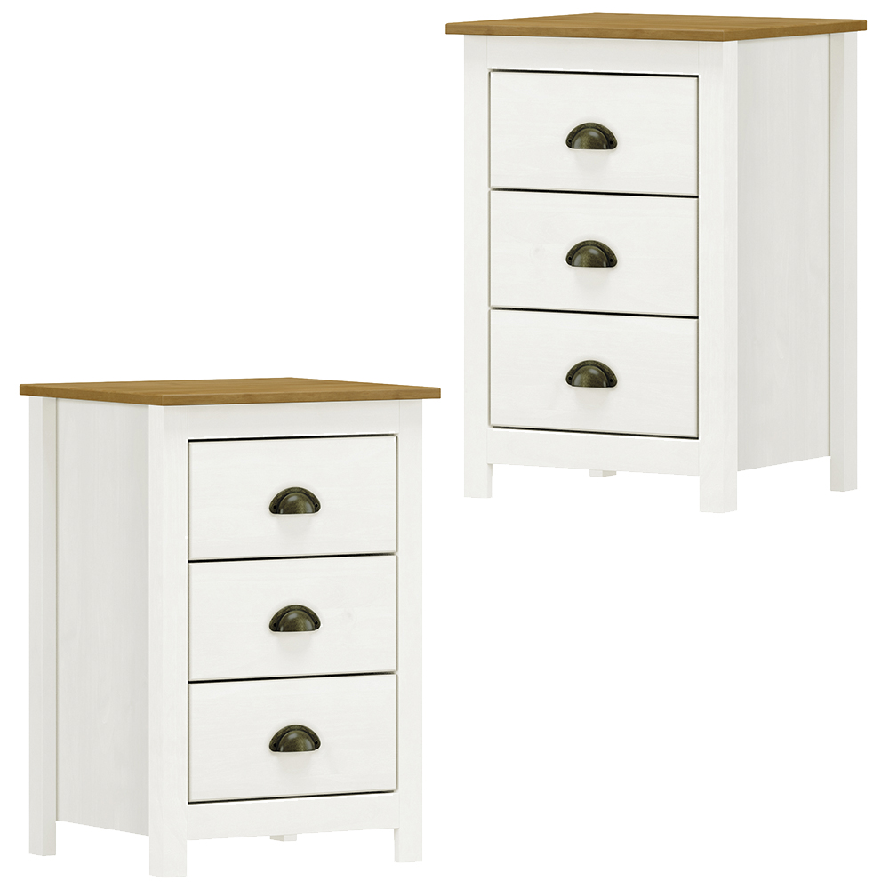 Kit 02 Mesas De Cabeceira Madeira Maciça 46 cm 9130 Branco Freijo Milani Store