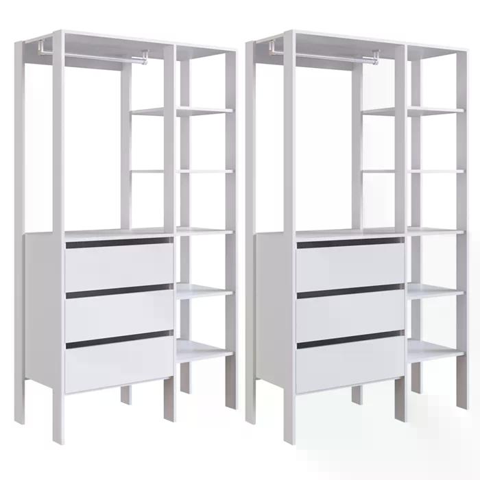 Kit 02 Modulos Para Closet 03 Gavetas DB001 Branco PP Milani Store