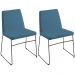 Kit 2 Cadeiras Estofadas Base Em Aço F41 Linho Azul Jeans Dmobiliario