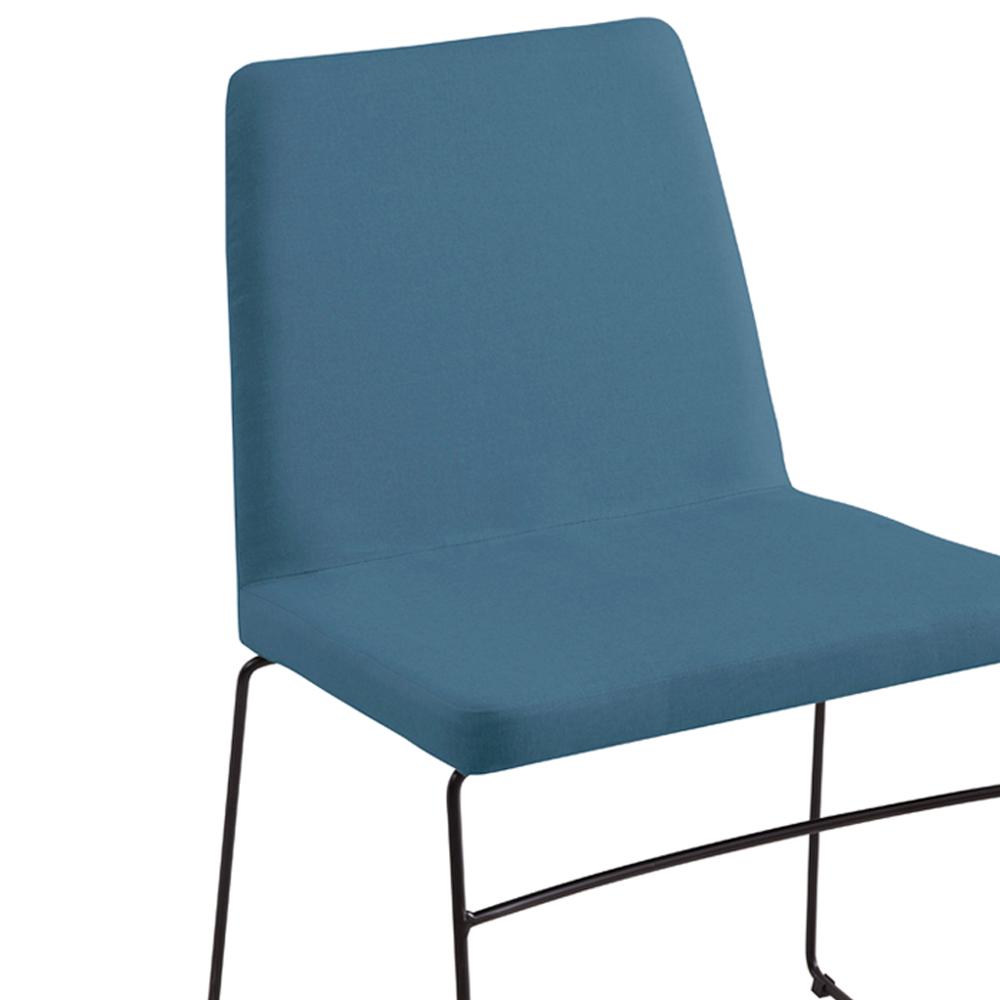 Kit 2 Cadeiras Estofadas Base Em Aço F41 Linho Azul Jeans Dmobiliario