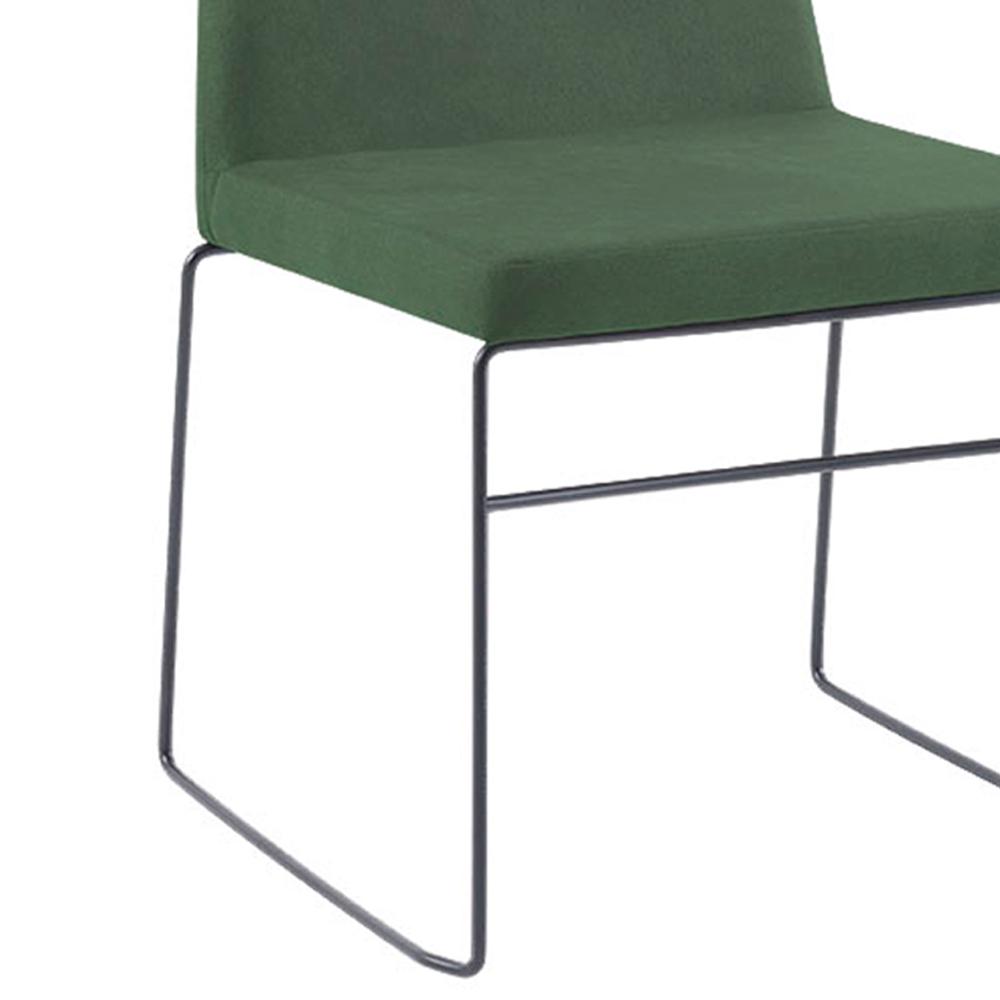 Kit 2 Cadeiras Estofadas Base Em Aço F41 Linho Verde Dmobiliario