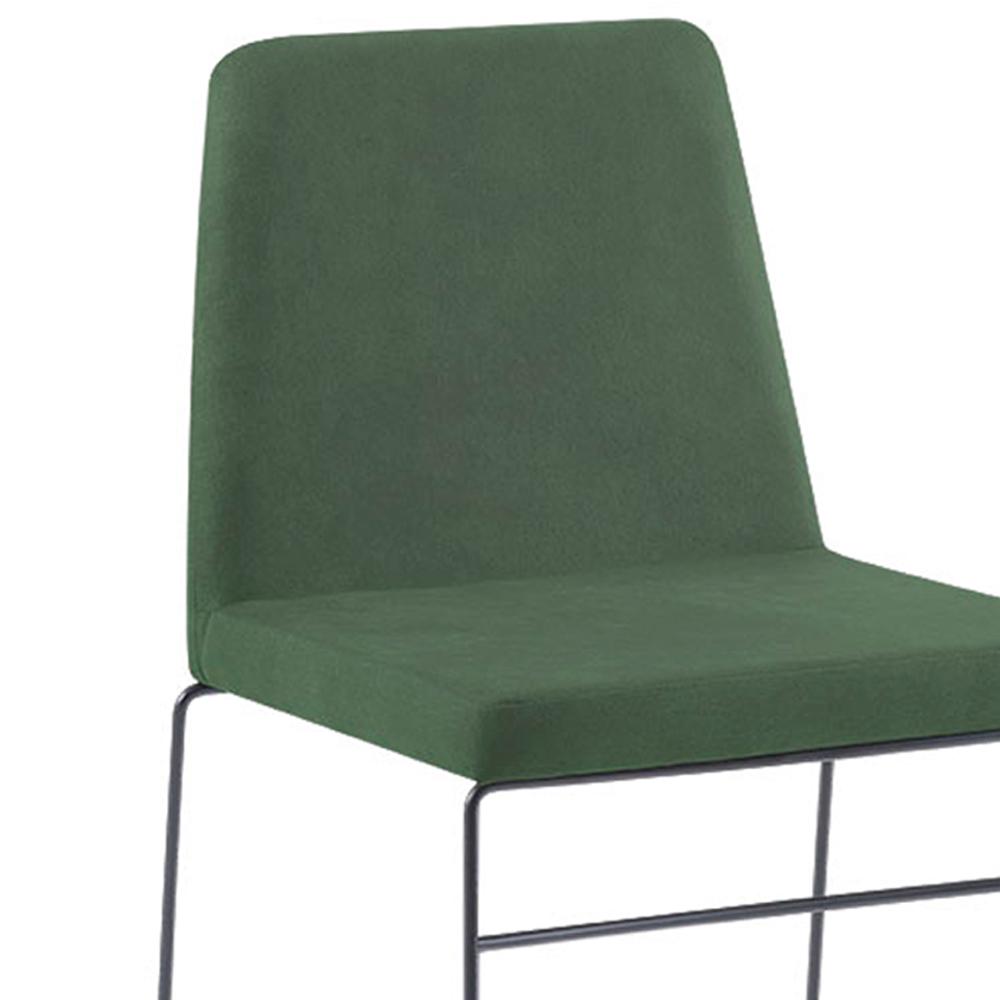 Kit 2 Cadeiras Estofadas Base Em Aço F41 Linho Verde Dmobiliario
