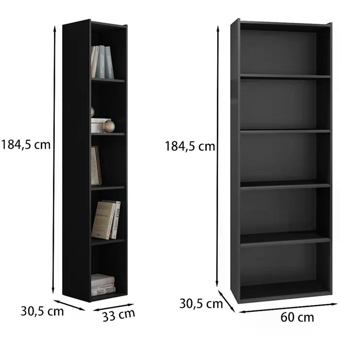 Kit 2 Estantes Livreiro Janaina E Luiza Preto REAJL Moveis