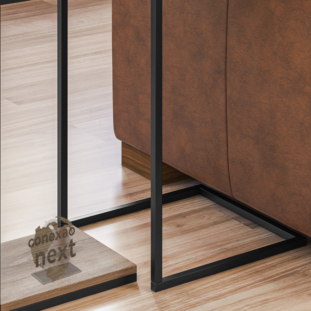Kit 2 Mesas Laterais Estilo Industrial Aurum Demoliçao Preto DHom
