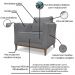 Kit 2 Poltronas Decorativas Balli Pes Madeira Linho Cinza Ezz