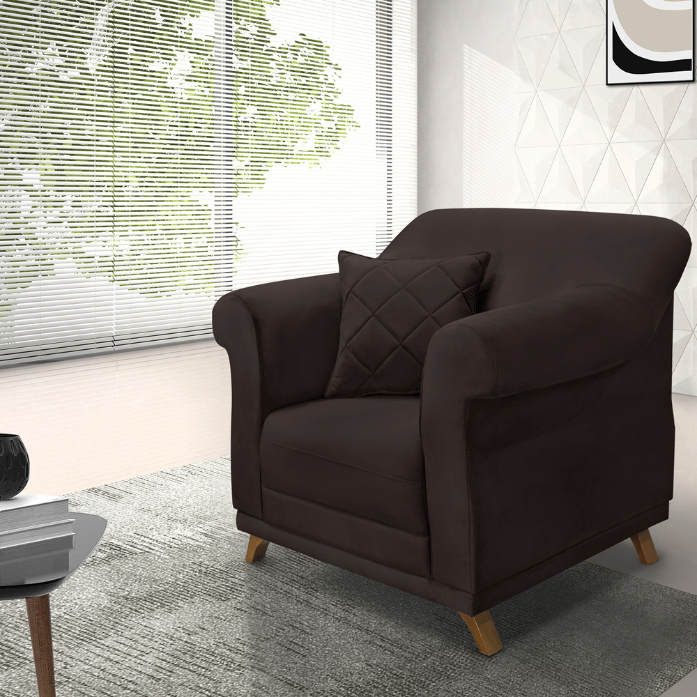 Kit 2 Poltronas Decorativas Retro Polo Suede 1102 Ezz