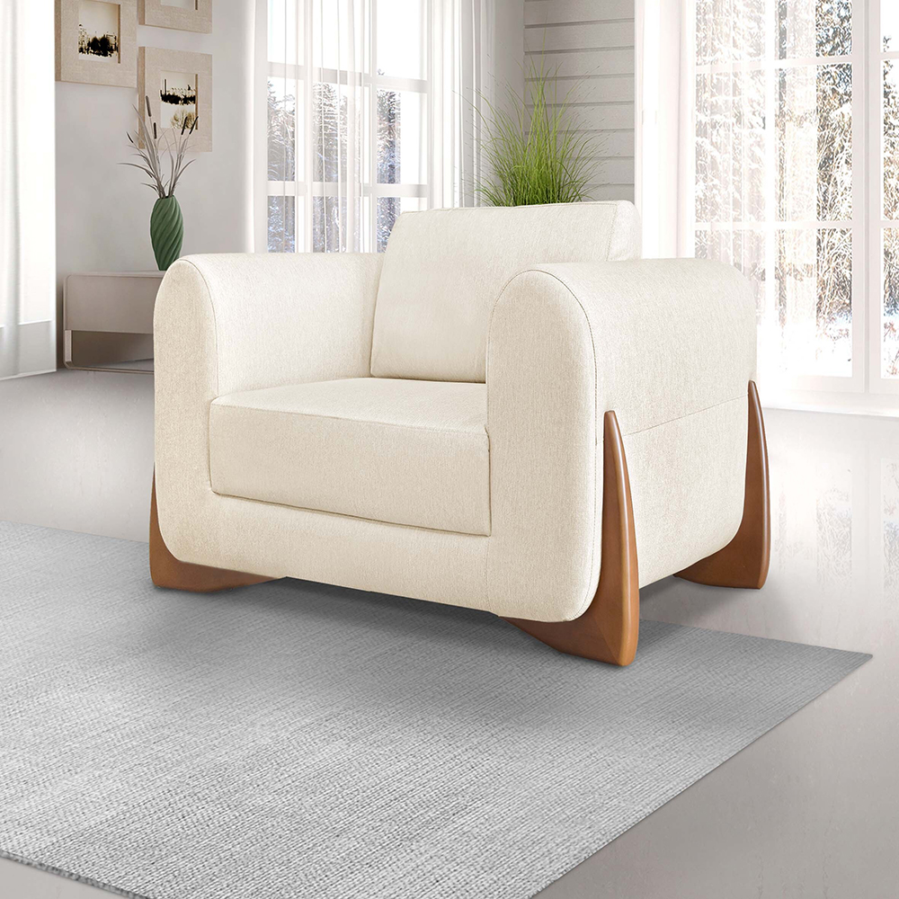 Kit 2 Poltronas Jolie 1 Lugar Pes Boomerang Linho Natural Ezz