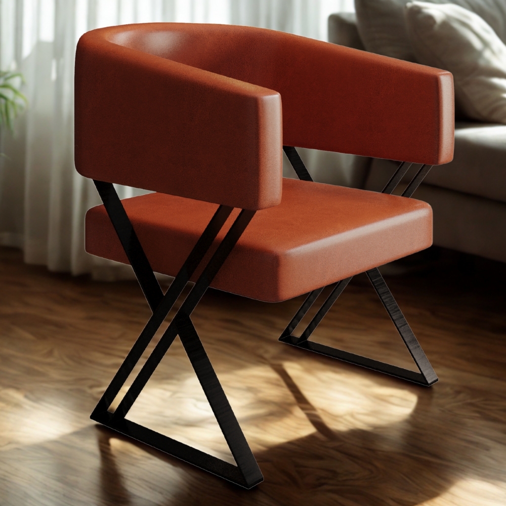 Kit 2 Poltronas Mirela Pes Metal Corino New Dallas VConcept
