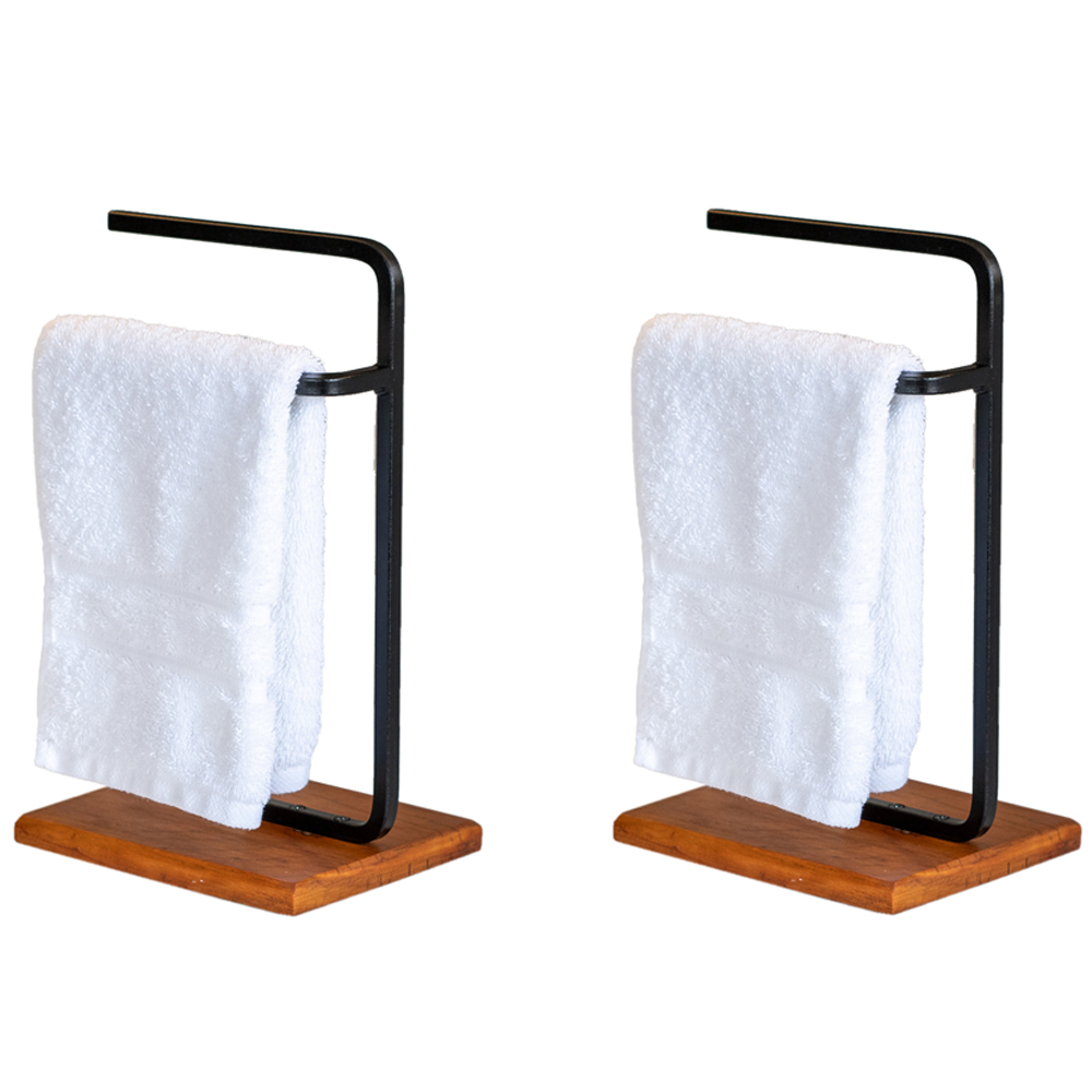 Kit 2 Porta Toalha Lovell Bancada Lavabo Peroba Preto DHom