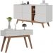 Kit Buffet E Aparador Para Sala Noronha Off White Matte Freijo CLB