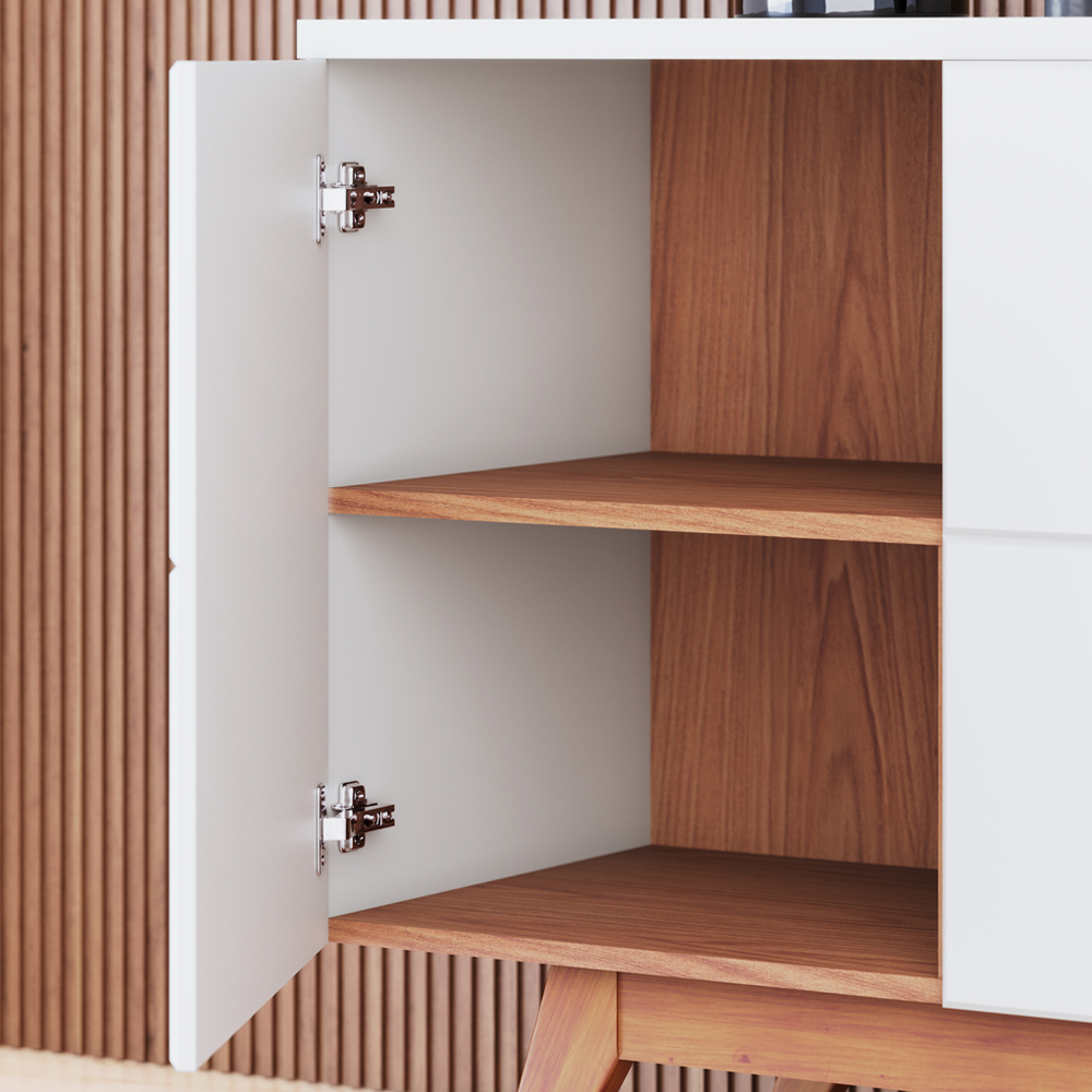 Kit Buffet E Cristaleira Para Sala Noronha Off White Matte Freijo CLB