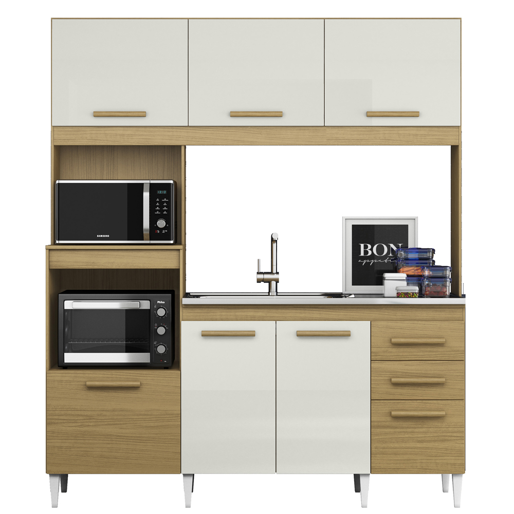 Kit Cozinha Compacta 7 Portas 2001590 Atacama Off White ARMoveis