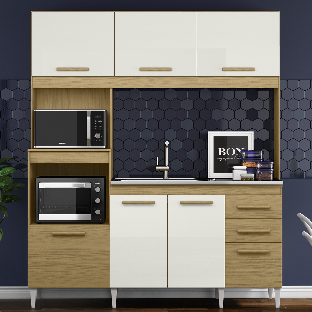 Kit Cozinha Compacta 7 Portas 2001590 Atacama Off White ARMoveis